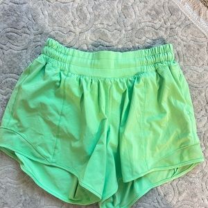 Lululemon 4 inch Scream Green Hotty Hot Shorts